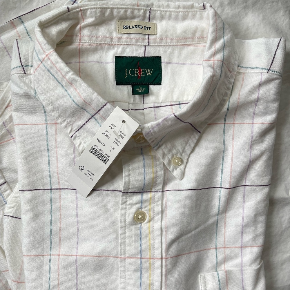 NWT Men’s J.Crew Relaxed Oxford Shirt Large - Picture 3 of 4